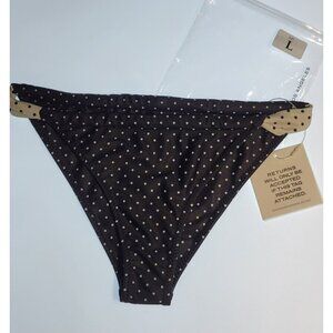 SAME Los Angeles Bottom Swim Womens Mid  Rise Polka Dot Large Black/white